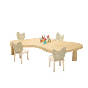 早教中心儿童桌椅组合培训机构茶几学习涂鸦游戏实木异形云朵矮桌