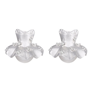 TOGGLER mini系列 迷你绸缎感立体抹胸碎花裙镶石珍珠减龄耳钉