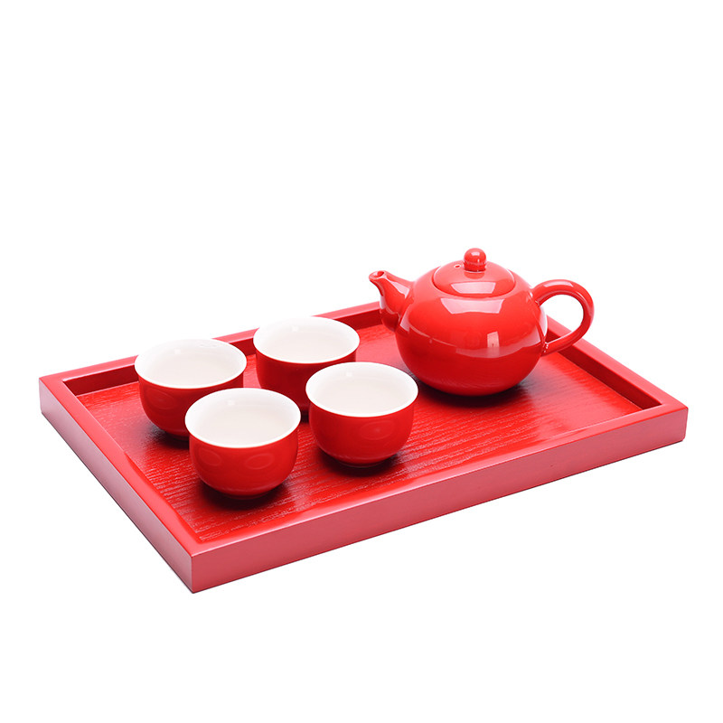 带把红色节日活动礼品瓷功夫茶壶