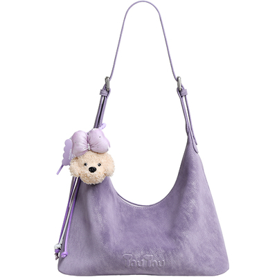 TOUTOU肉松狗紫色腋下包软袋hobo