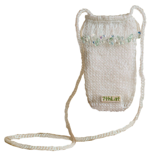 7THLAT纯手作银光纱袜形流水珠手机包耳机包单肩斜挎小包简约百搭