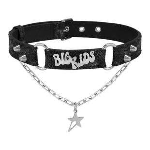 BLACKHEAD/黑头梦核乐园系列牛仔字母choker个性春夏