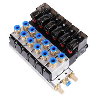 气动电磁阀组4V210-08二位五通气阀220V底座气缸换向24V控制阀岛