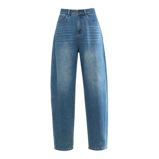 妙语牛仔裤女休闲宽松镰刀裤2025年秋季新款高腰显瘦松弛感哈伦裤