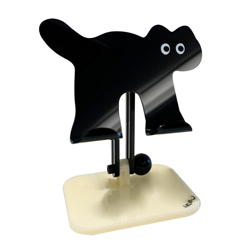 黑色猫咪亚克力手机支架ipad平板通用可爱卡通宠物桌面追剧神器