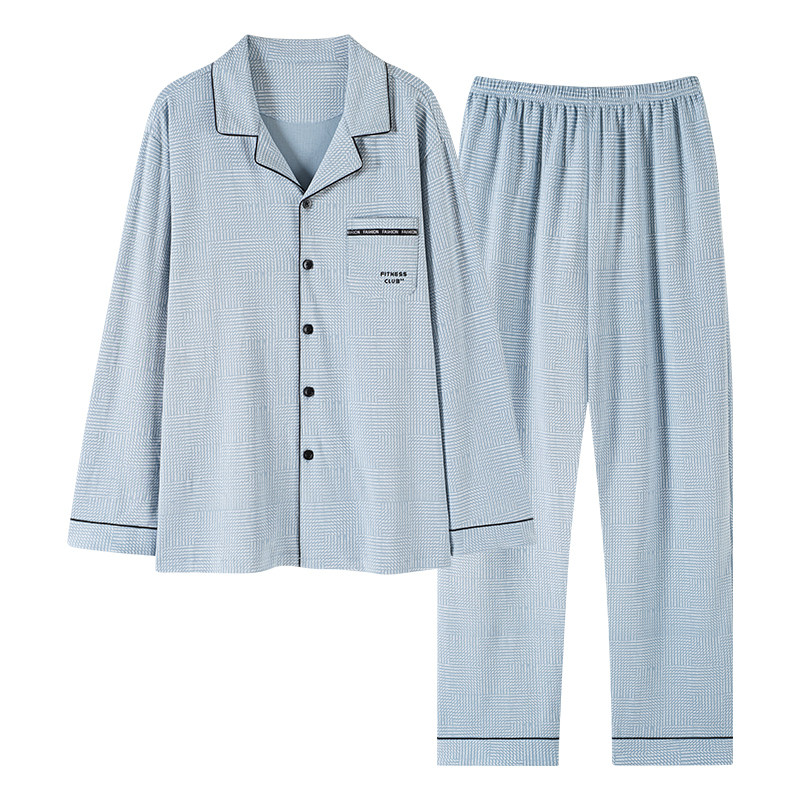 男士春秋纯棉可外穿家居服套装