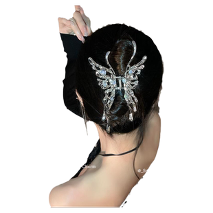 高级感夹子头饰后脑勺发夹女金属液态蝴蝶抓夹夸张个性发饰鲨鱼夹