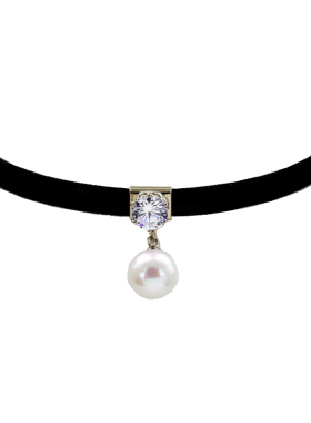 韩国水钻一颗珍珠女项圈短款颈链