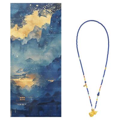 「青琅」青金石万能链原创小众天然青金石双扣头多用万能毛衣链