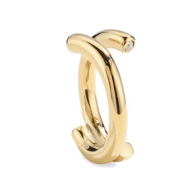 法国艺术微镶钻钛钢14k金戒指