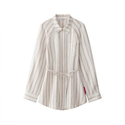 DID DAILY:Octavia 色织亚麻提花条纹多穿衬衫+收口亚麻长裤