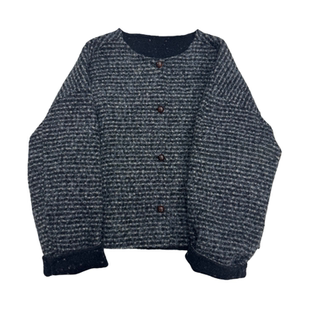 集笙记韩系双面羊毛呢短外套女通勤圆领单排扣显瘦小个子毛呢大衣