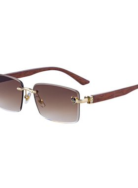 跨境豹子头木纹腿无框墨镜太阳镜