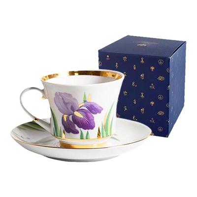 俄皇Lomonosov鸢尾花描金陶瓷咖啡杯碟欧式高档精致宫廷风红茶杯