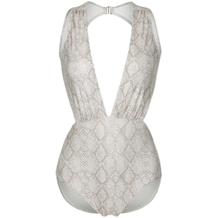 walkingChic海边度假连体泳衣女性感深V露背显瘦遮肚高腰小胸聚拢