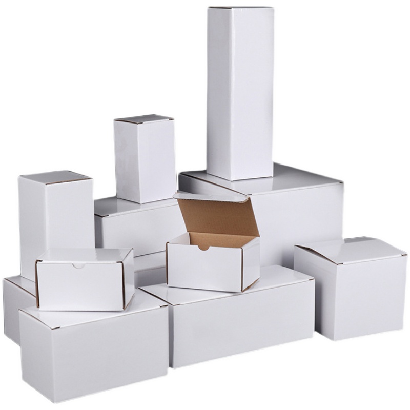 白色纸盒方形小尺寸6-7-8CM空白特硬覆膜瓦楞盒子现货包装盒可定