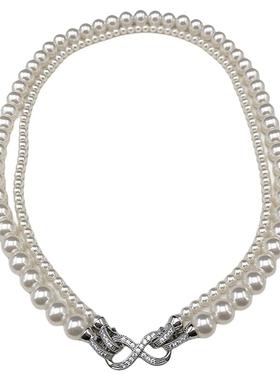 复古双层一款多戴施家珍珠毛衣链