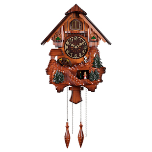 汉时欧式摇摆挂钟客厅钟表创意挂表布谷鸟咕咕钟音乐报时鸟钟HP26