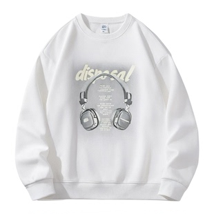 圆领卫衣男生春秋冬季新款中学生加绒青少年长袖t恤男装士上衣服