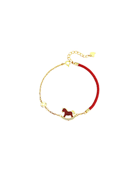 红色马上有钱手链轻奢小众精致高级感2026本命年马年红绳编织手绳