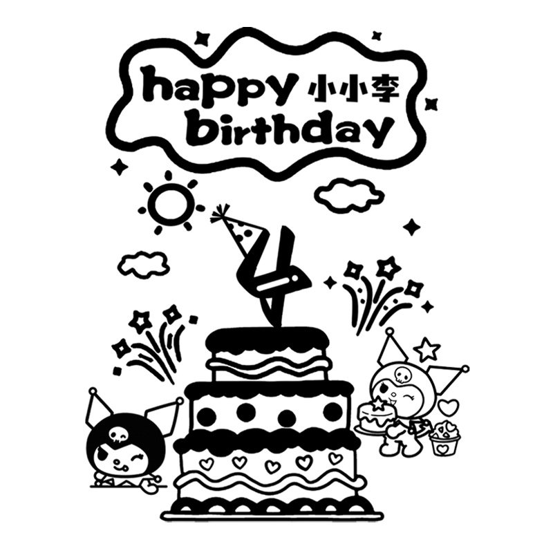2岁儿童生日画涂鸦画板可撕diy场景布置装饰宝宝女童3三周岁4定制