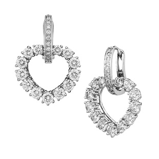 Chopard萧邦爱心结婚18K白金钻石耳钉耳饰新婚生日礼物送女友