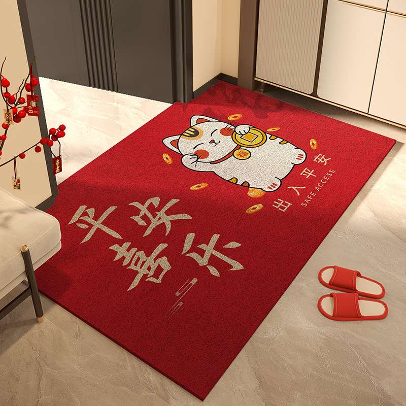 丝圈入户红门垫门红色垫平安出入脚垫门口玄关电梯间蹭土防滑