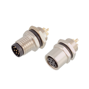 M8防水连接器3孔4芯D型568针前锁公头法兰插座IP67航空插头后锁母