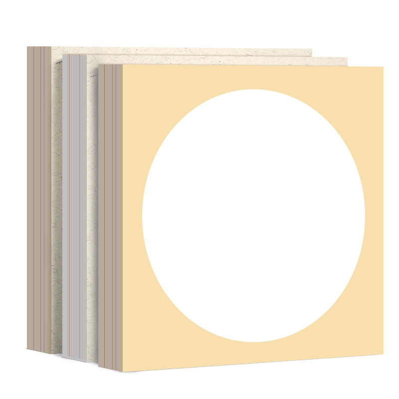 圆形镜面宣卡纸半生熟38×38国画专用作品纸加厚空白硬卡33×33cm生宣小学生毛笔字练习外方内圆免装裱镜片纸