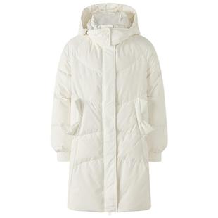 美特斯邦威中长款面包羽绒服女款冬季时尚插肩简约连帽外套上衣