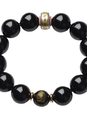 黑曜石S925纯银本命佛手串