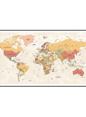 中英文世界沙发背景墙书房地图