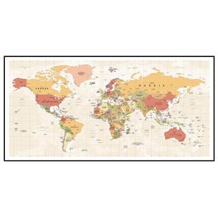 世界地图装饰画客厅沙发背景墙办公室挂画书房壁画墙画儿童房