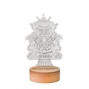 实木底座吉祥八宝亚克力小夜灯插电睡眠卧室床头创意LED新款ins风