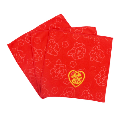 结婚红色毛巾喜帕方巾新婚回礼物