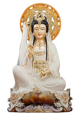 铜彩白衣慈航道人普渡自在天尊