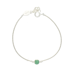 5月生辰石天然祖母绿纯银925银幸运手链三合一草原创极简设计百搭