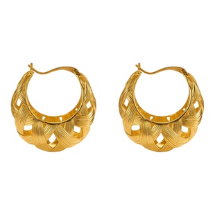 「曼哈顿」耳环轻奢高级感拉丝肌理素金色编织小众设计耳环耳圈