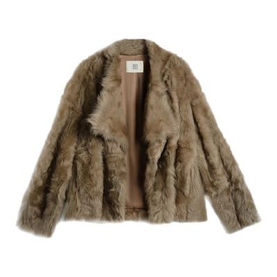 TOFOD 凡尔赛 环保染色小湖羊皮毛一体松驰感皮草外套