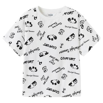森马儿童短袖T恤男童2025夏季新款童装纯棉熊猫半袖上衣男孩宽松