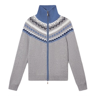 【费尔岛提花】诗篇专选高翻领毛衣针织开衫女2025秋冬款