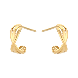 一撇一捺YPYN交叉缠绕耳钉女9K金简约几何耳环百搭时髦轻奢小饰品