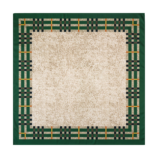 墨绿格子男士丝巾日系领巾Cityboy方巾复古小围巾柔软阿美咔叽