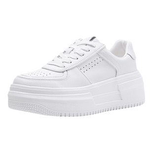 真皮厚底小白鞋女款2026新款内增高百搭白色透气休闲运动板鞋爆款