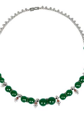 时尚锆石珠宝套装定做加工镶嵌锆石祖母绿项链耳环套装女