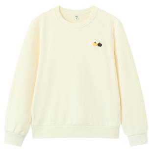 快鱼圆领加绒卫衣女2025年冬胸口小刺绣简约大方休闲百搭厚款上衣