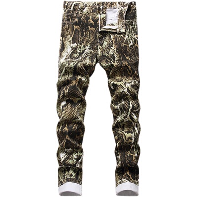 欧美潮流蛇皮弹力夜店个性长裤