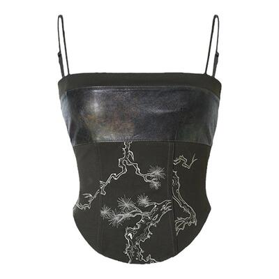 坏品味西部拼接吊带背心背心