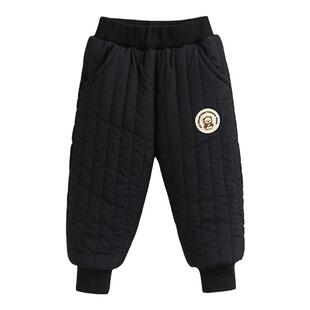 女童棉裤冬季男童一条过冬保暖裤儿童秋冬三层加绒加厚夹棉防风裤