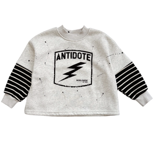 洋气假两件~男童加绒漆点卫衣深秋初冬季新款儿童韩版一体绒上衣